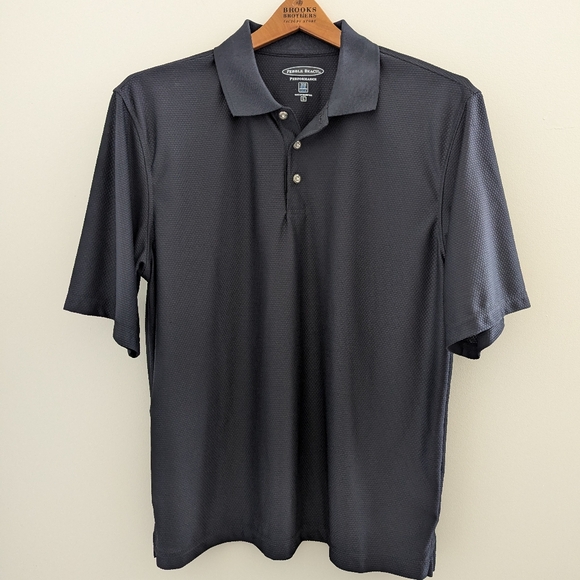 PEBBLE BEACH Tech Mesh Performance Golf Polo Shirt Men's L Dry Wick Light Black - Picture 8 of 16
